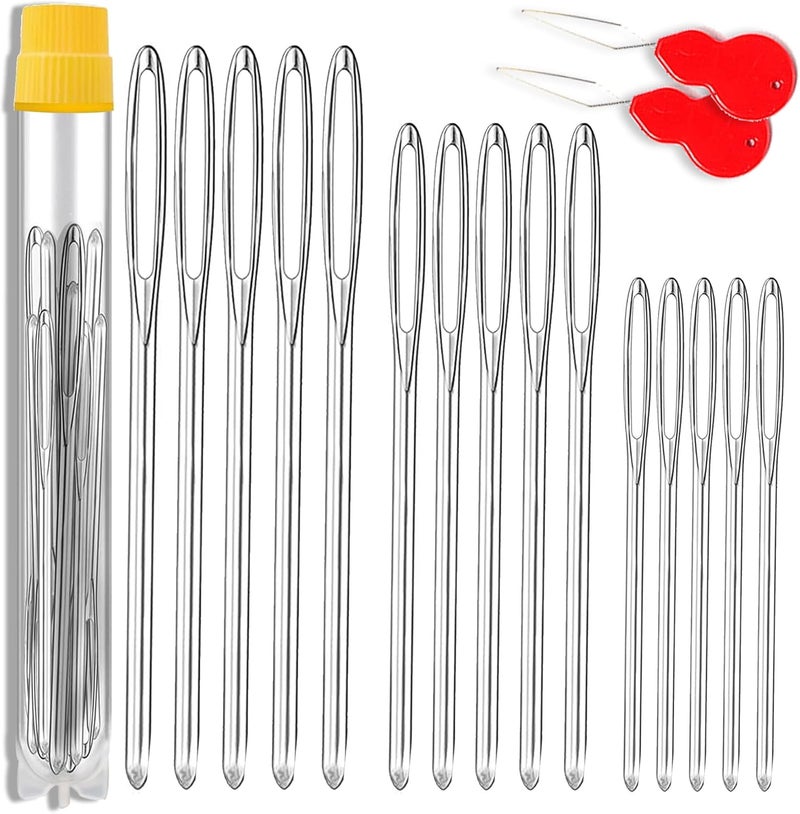 Orrdice Large-Eye Blunt Needles, Sewing Needles, Stainless Steel Embroidery Thread Needle, Handmade Yarn Knitting Needles Leather Needle, Suitable for Crochet Project. (15 PCS) - Image 1